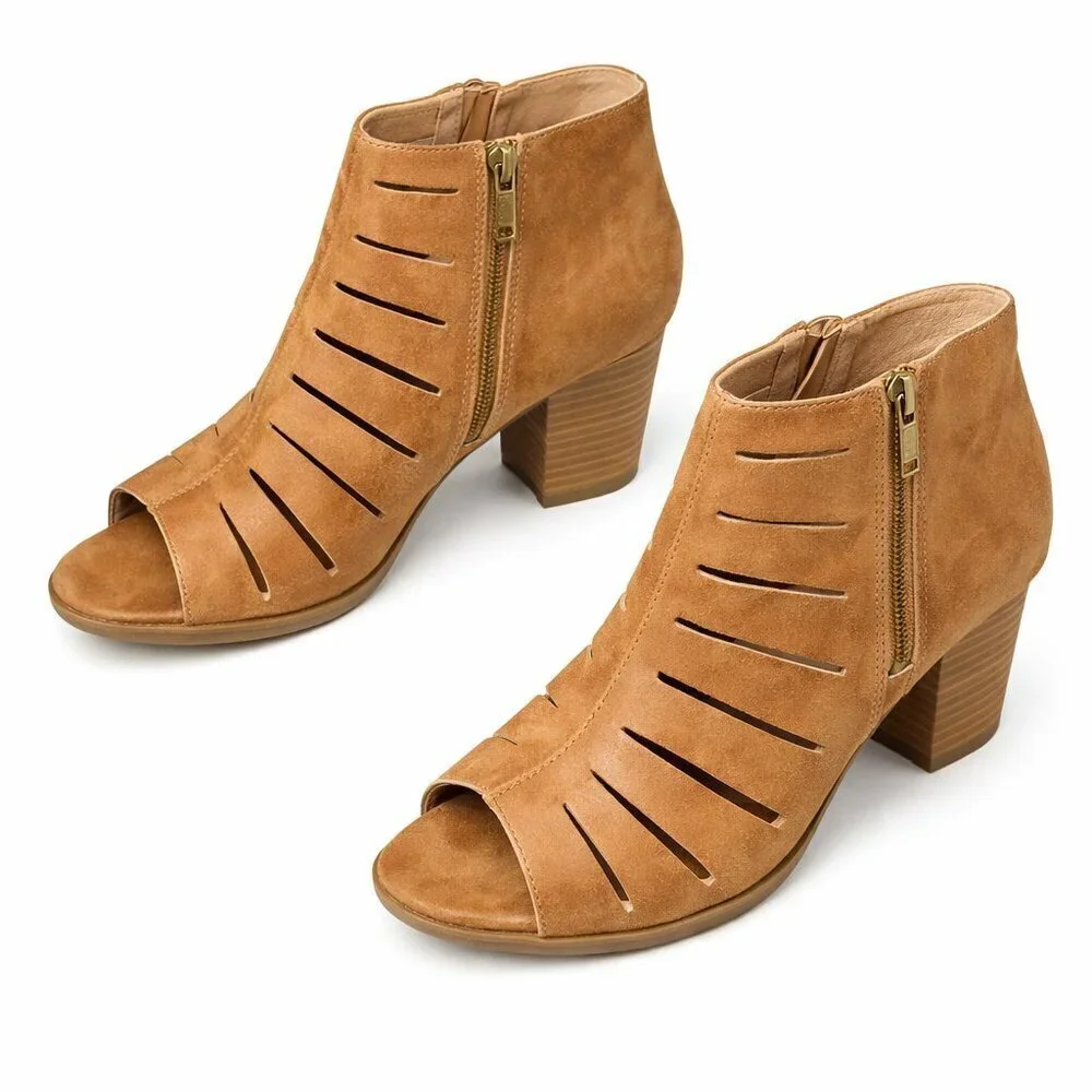 REPORT Elise Gladiator Double Zipper Sandals Heels Shoes Size 6.5W